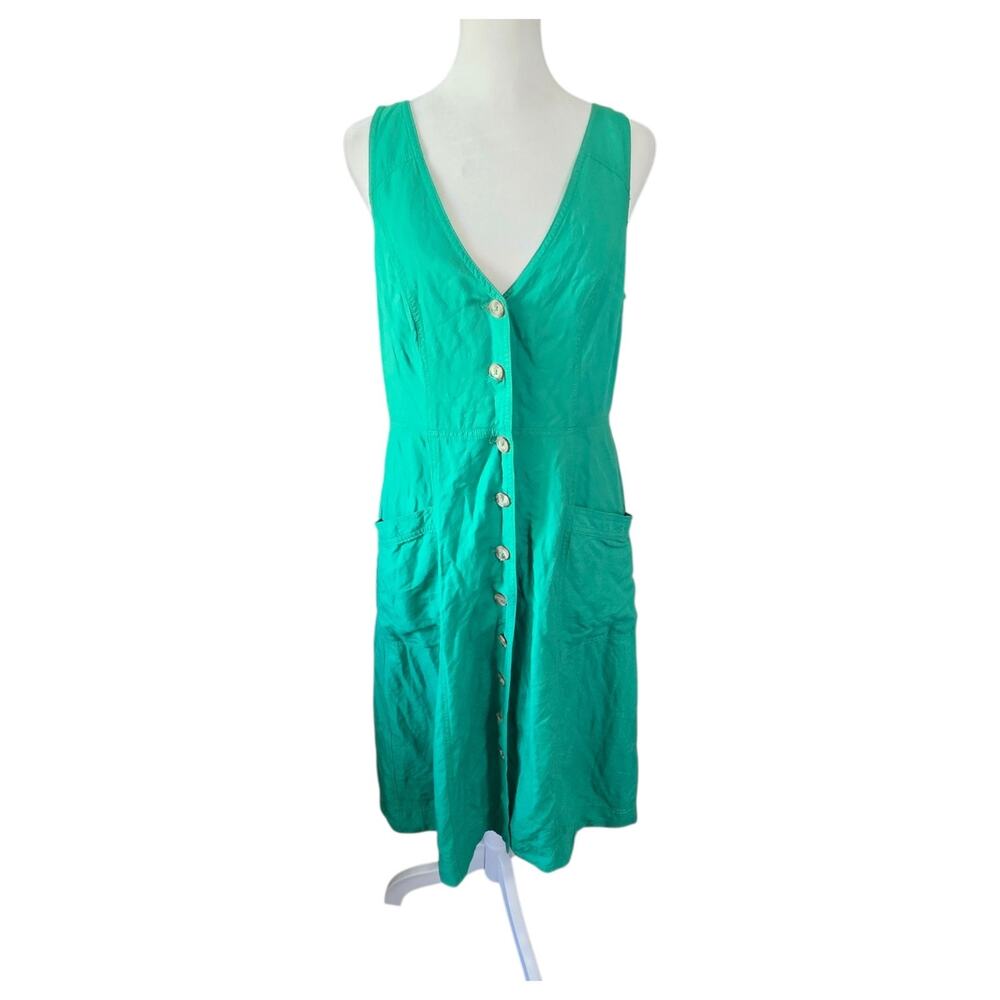 Maeve Anthropologie Dress Womens 10 Kelly Green Sleeveless Button Front Midi